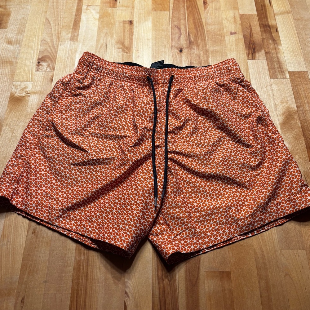 H&M Navy and Orange Patterned Shorts